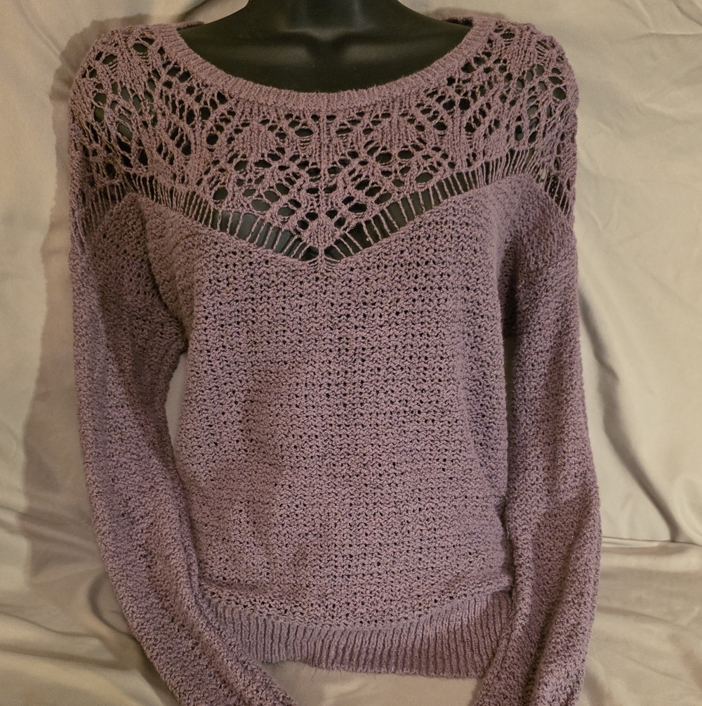 Hollister Purple Lace Knit Women's Sweater
